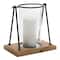 10" Modern Framed Candle Holder with Wood Base Set